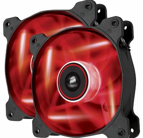 Corsair Air Series AF120-LED 120mm Quiet Edition High Airflow LED Fan - Red (Dual Pack)