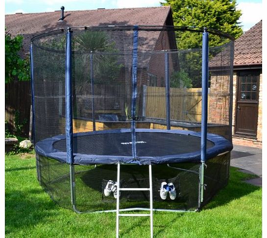 Cortez Premier 12ft Trampoline with Enclosure and Ladder (Blue Deluxe Oxford Fabric with Full Accessory Kit)