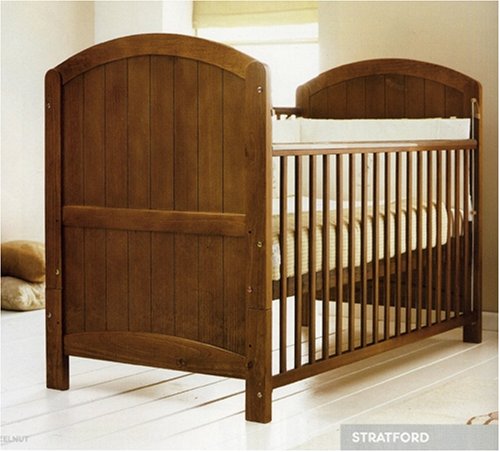 Stratford Baby Cot Bed with Foam Mattress in Nut