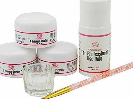 Coscelia Simple Acrylic Powder Liquid Starter Kit with Nail Art Brush