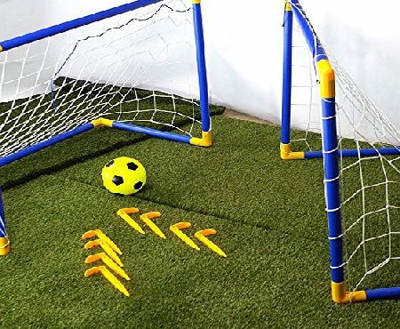 CostMad 2 x Football Soccer Goals Posts with Nets Pegs Ball amp; Pump Kids Childrens Junior Fun Small Mini Portable Indoor Outdoor Sport Training Practice Set