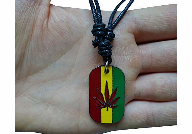 Costume Jewellery Reggae Bob Marley Cannabis Leaf Dog Tag Pendant Chain Necklace Choker For Men