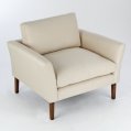 Dexter Cosy Chair - Warwick Meribelle Linen Pollen - Dark leg stain