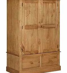 2 DOOR 2 DRAWER WIDE WARDROBE WAXED COUNTRY STYLE