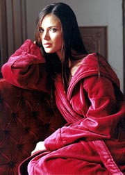 Ladies luxury velour hooded bathrobe