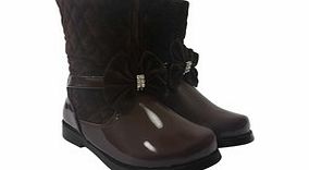 Couche Tot Abby brown patent and bow boots