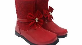 Couche Tot Abby red patent and bow boots