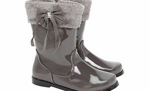 Couche Tot Josephine grey patent and bow boots