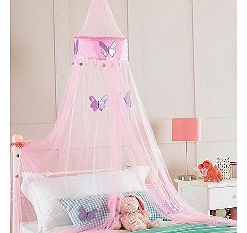 Childrens Girls Bed Canopy Mosquito Fly Netting Net 30x230cm - Pink Butterfly