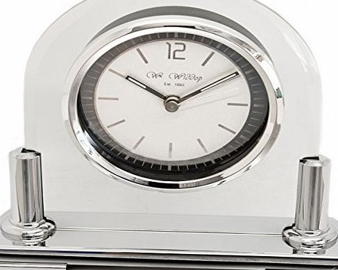County Engraving Personalised Two-Tone Silver and Glass Arched Mantel Clock, Engraved Gift