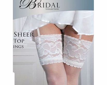 Couture Womens/Ladies Bridal Soft amp; Sheer Lace Top Stockings (1 Pair) (Medium (5ft-5ft8``)) (White)