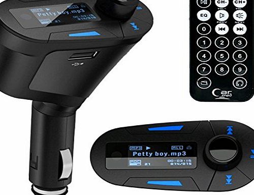 Blue Hands-Free MP3 Player Car Kit Wireless FM Transmitter Modulator USB SD MMC LCD With Remote Controler