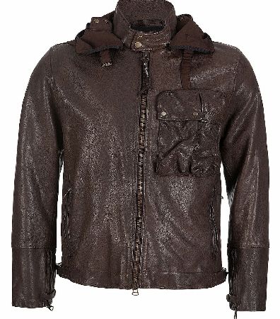 CP Company Leather Mille Goggle Jacket With MTP