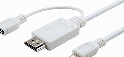 CPO Mobile High Definition Link MHL S2 Cable, HDMI to Micro USB 5 Pin - White