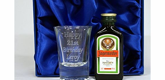 Engraved 1oz Shot Glass & Jagermeister - Best Man/Usher/18th/21st/30th Birthday Gift