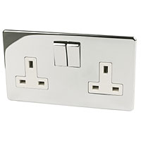 CRABTREE 2G DP Sw Skt White Insert Polished Chrome