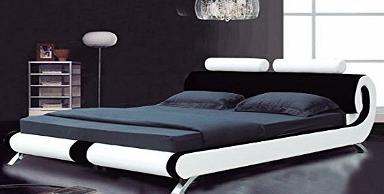 CRAVOG (UK Stock)MODERN ITALIAN DESIGNER DOUBLE amp; KING SIZE LEATHER BED-2 COLOURS-FURNITURE