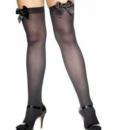 Crazy Chick Ladies Stockings - Black with Black Bows - One Size