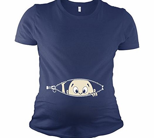 Crazy Dog Tshirts Womens Caucasian Baby Peeking T Shirt Funny Maternity Tee L