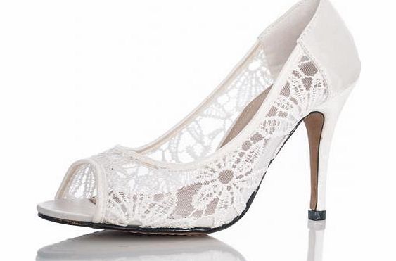Cream Lace Peep Toe Court Shoes