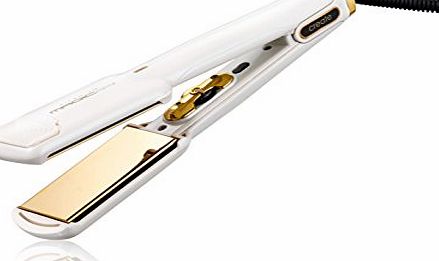 Create - The Professional Choice Create Titanium Magic Mirror (white and gold) - Extra WIDE 230c Plate Hair Straightener/Styler - Worldwide Voltage