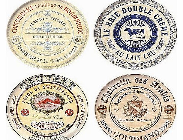 Gourmet Cheese Porcelain Side Plates in Hat Box, Set of 4