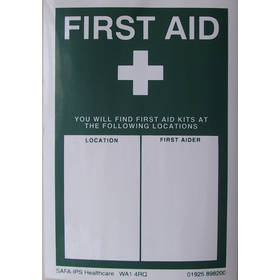 Crest Self Adhesive `First Aid is Located` Sign