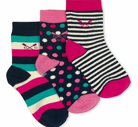 Crew Clothing Stripe/Spot 3 Pack Socks