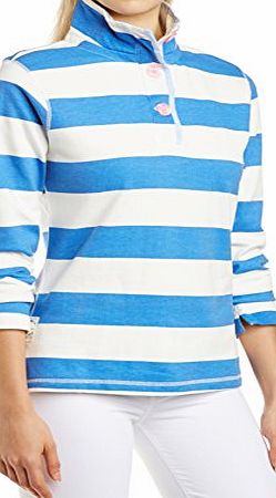 Crew Clothing Womens Block Stripe Funnel Neck Sweatshirt, Cornflow, Size 12