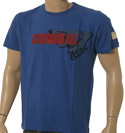 Royal Blue T-Shirt with Red Sewn Logo