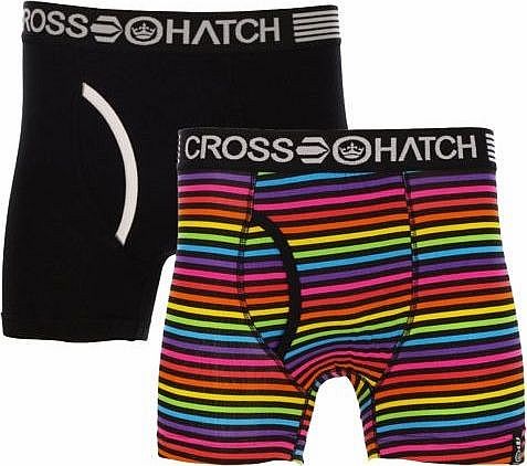 Crosshatch Ablazium Twin Pack Boxer Shorts Black/Multi - XL (40-42in)