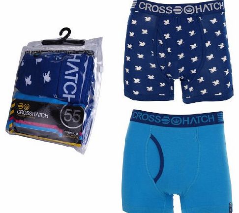 Emberwing Mens Twin-Pack Boxer Shorts Sapphire/Neon Blue Large