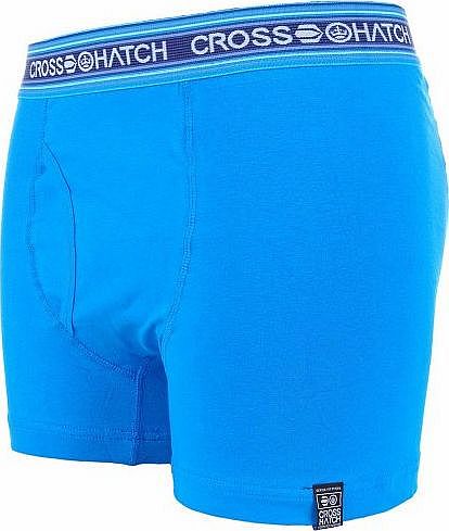 Crosshatch Fireglow Plain Boxer Shorts Blue M