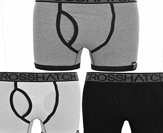 Crosshatch MENS CLASSIC BOXER SHORTS XPLICIT CROSSHATCH 3 PACK UNDERWEAR TRUNKS STRETCH[Classico - White / Grey / Black ,L]