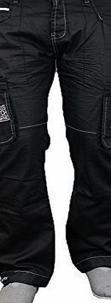 Crosshatch Mens Crosshatch Jeans Cargo PLATINUM Black 36 Short