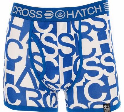 Crosshatch Mens Typos Graphic Print Boxer Shorts Azure L