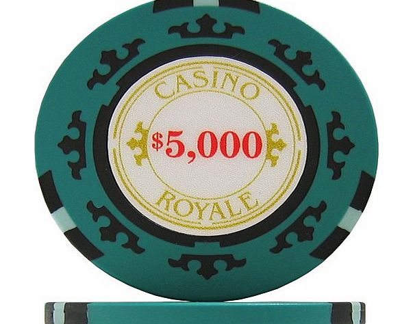 Crown Casino Royale Teal $5000 Crown Casino Royale Poker Chips - Teal $5000 (Roll of 25)
