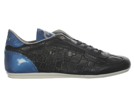Recopa Classic Black/Blue Leather Trainers
