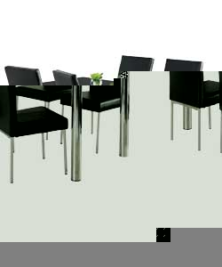 Crystal Black Glass Dining Table and 4 Chairs