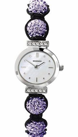 Crystalla by Sekonda Womens Quartz Watch with White Dial Display and Purple Nylon Strap 4715.27