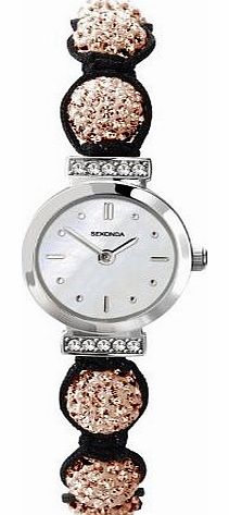 Womens Quartz Watch with White Dial Display and Rose Gold Nylon Strap 4714.27