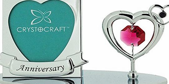 CRYSTOCRAFT  Free Standing Silver Plated ``Anniversary`` Photo Frame Ornament With Swarovski Elements