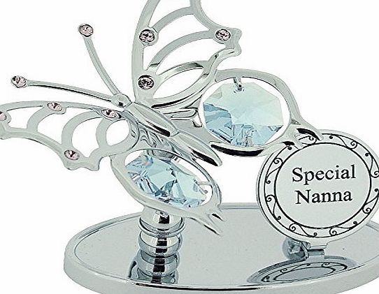 CRYSTOCRAFT  Free Standing Silver Plated ``Special Nanna`` Ornament With Swarovski Crystal Elements.