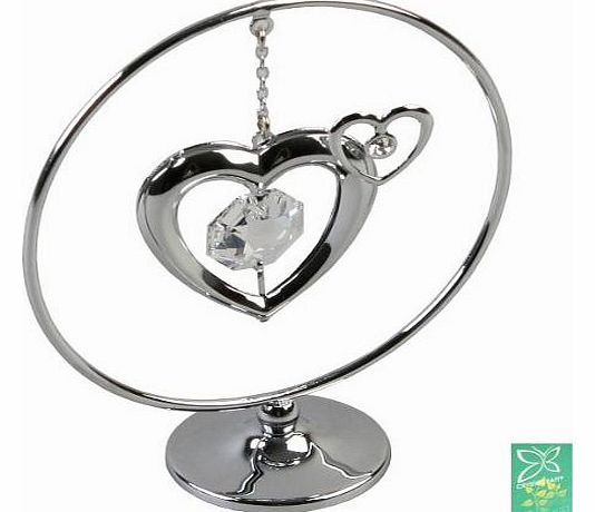 CRYSTOCRAFT  Keepsake Gift Ornament - Freestand Mobile Heart with Swarvoski Crystal Elements
