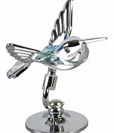 CRYSTOCRAFT  Keepsake Gift Ornament - Silver Hummingbird with Swarvoski Crystal Elements