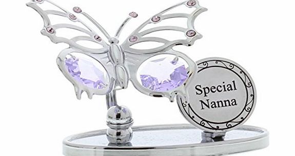 CRYSTOCRAFT  Keepsake Gift Ornament - Special Nanna Butterfly Plaque with Swarvoski Crystal Elements