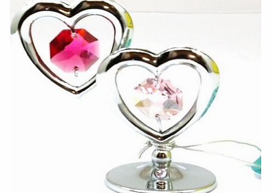 Freestanding Swarovski Crystal Twin Hearts Ornament