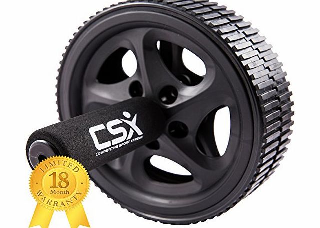CSX Dual Ab Roller Exercise Wheel with Extra Thick Knee Pad Mat and Comfort Foam Handles - Double Pro Abdominal Exercise Wheel - Great Fitness Workout for Abs |18 Month Warranty