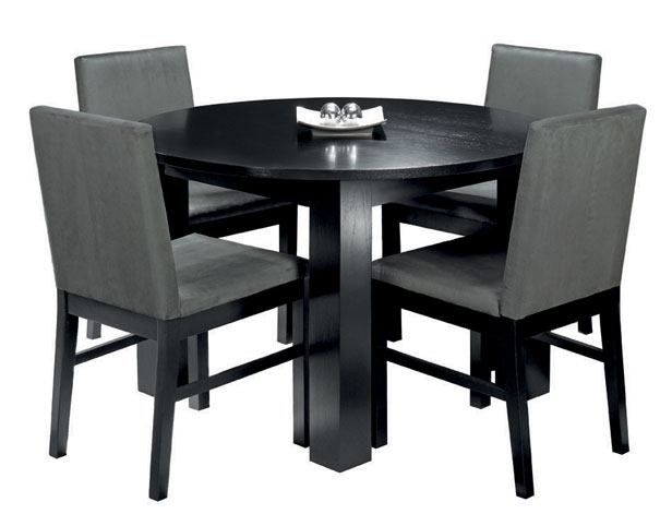 cuba Black Circular Dining Table and 4