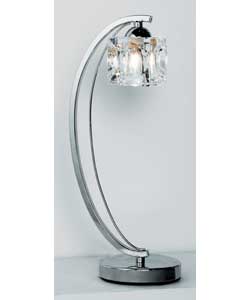 Chrome Table Lamp with Ice Cube Glass